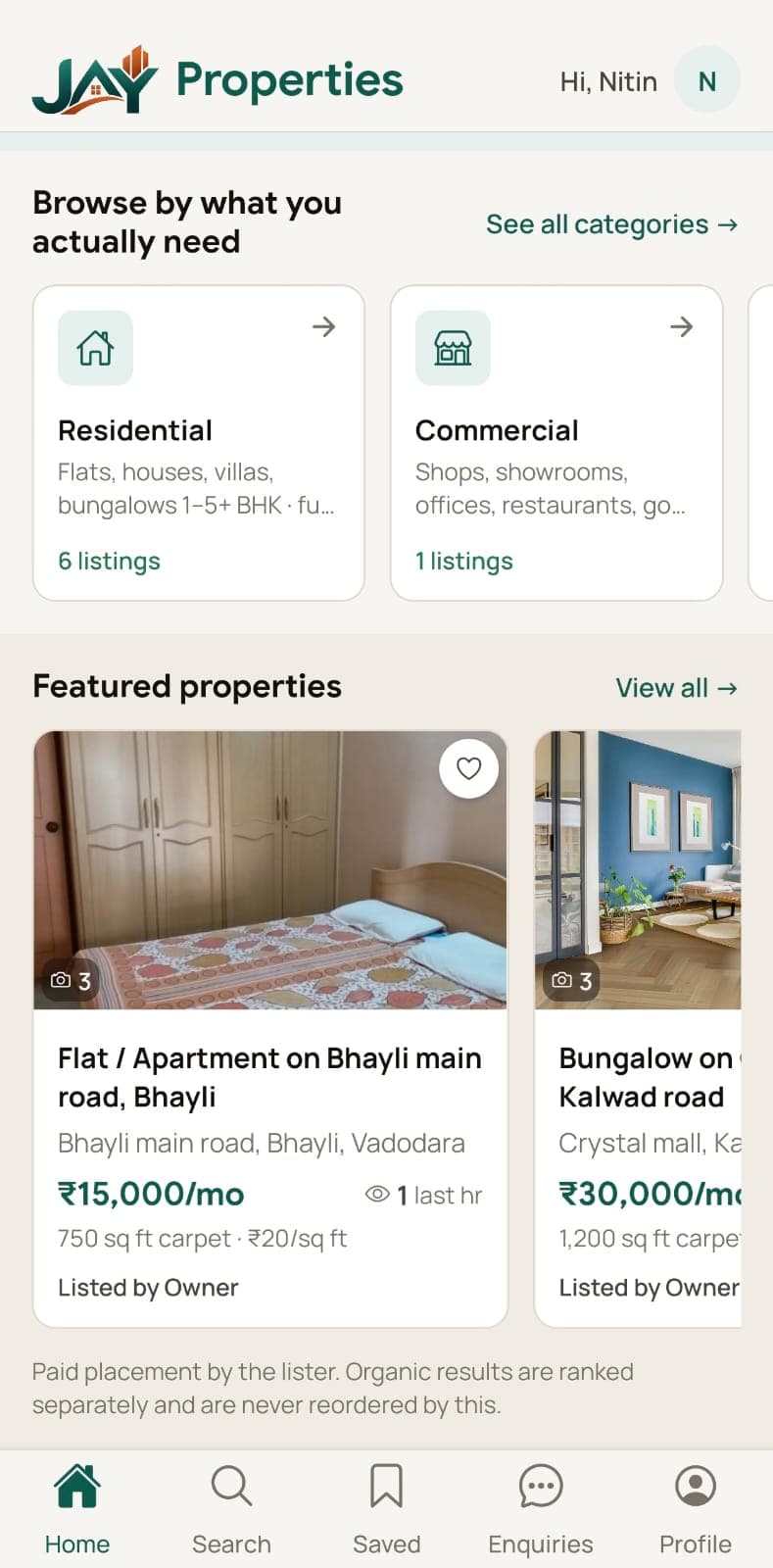 JAY Properties mobile app screenshot